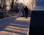 Out with the baby in the winter sun